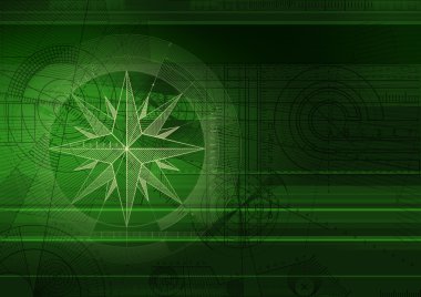 Techbackground with windrose green clipart