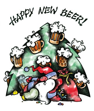 Drinked Santa clipart