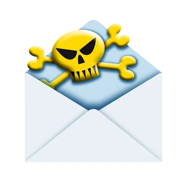 Envelope and skull — Stock Photo, Image