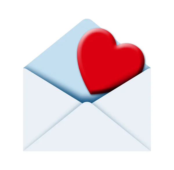 Envelope com coração — Fotografia de Stock