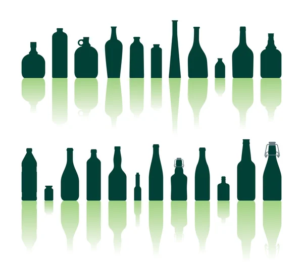 Botellas siluetas — Vector de stock