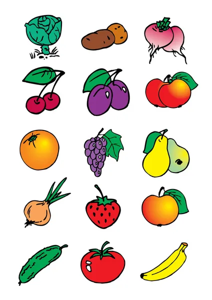 Child_fruits & zöldségek — Stock Vector