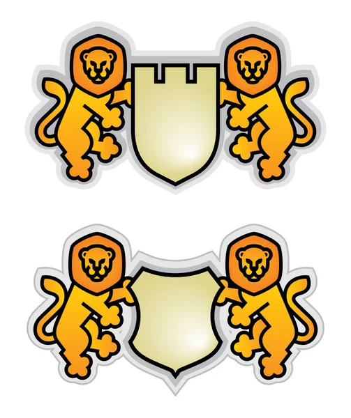 Emblema con leones — Vector de stock