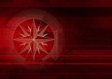 Techbackground with windrose red clipart