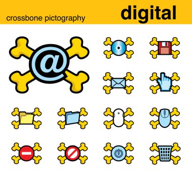 Digital A crossbone pictography clipart