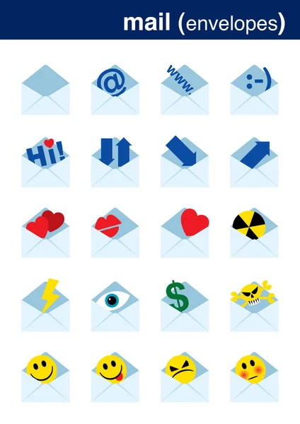 Imposta icone di posta — Vettoriale Stock