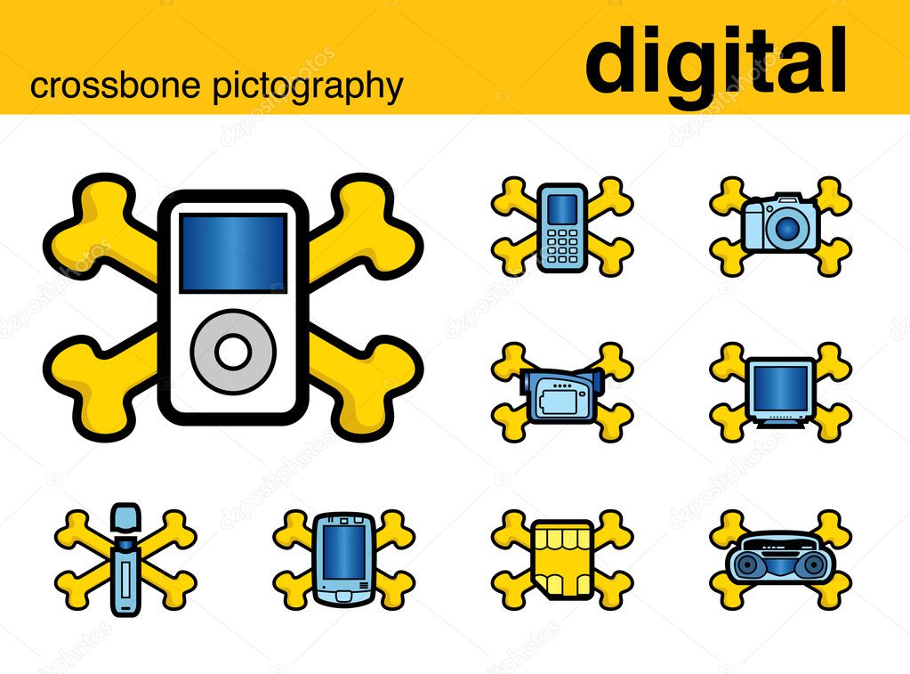 Digital B crossbone pictography