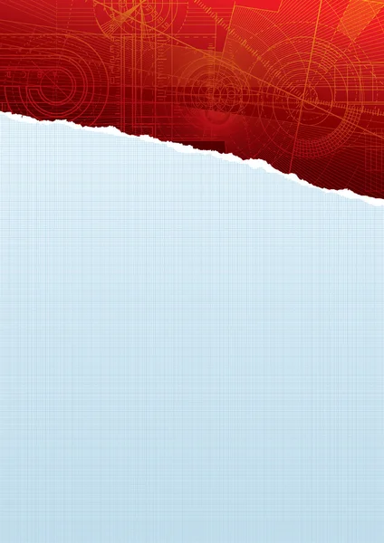Papier carré déchiré motif rouge — Image vectorielle