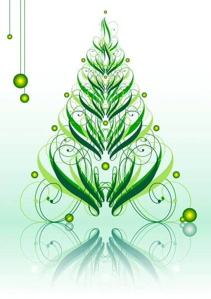 Kalligrafikus zöld xmastree — Stock Vector