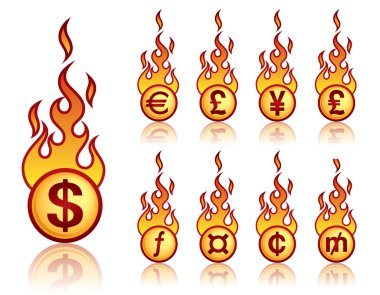 Burning currency clipart