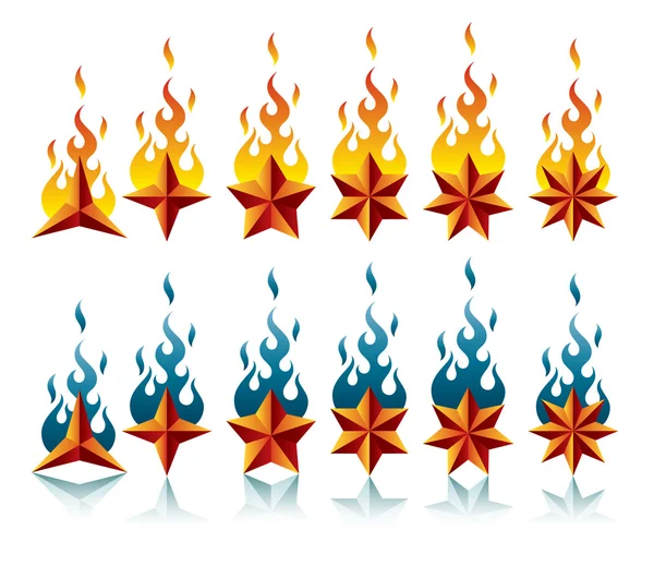 Gwiazdy idealna płomienie — Wektor stockowy