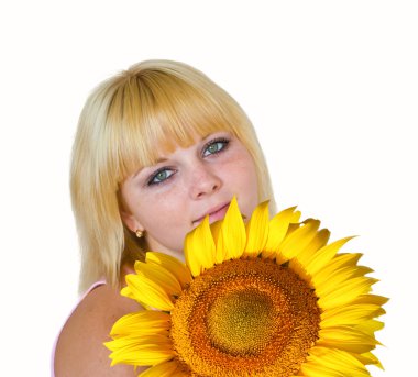 Retrato de niña con girasol