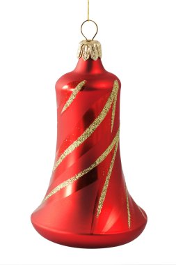 Hanging red Christmas bell with ornament clipart