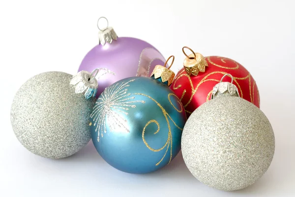 Five christmas balls — Stock Photo, Image