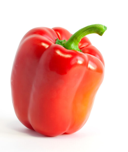 Red sweet pepper over white background