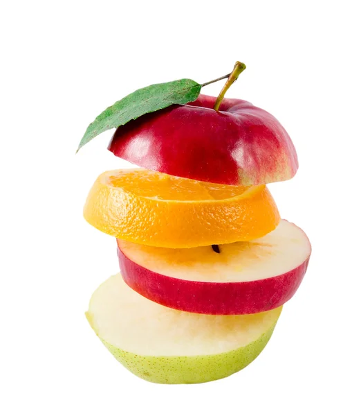 Φρούτα αποτελείται από το που φέρουν φέτες απομονωθεί — Φωτογραφία Αρχείου