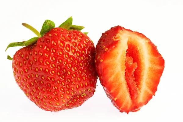 Macro shot fresh strawberry and a half — Stock Photo, Image