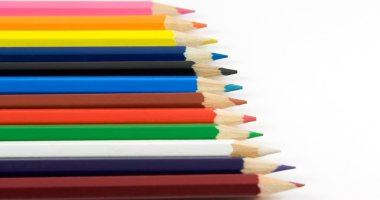 Collection of coloured pencils on white clipart