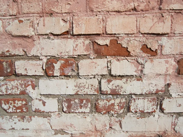 Textura de pared de ladrillo viejo pintado rosa — Foto de Stock