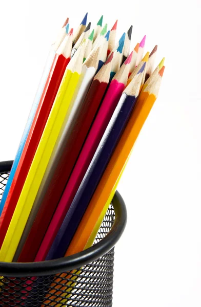 Bos van kleur potloden op wit — Stockfoto