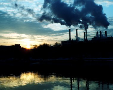 Chemical factory at dawn