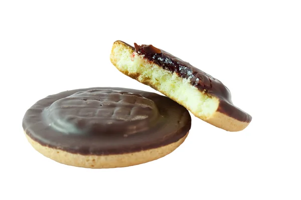 Glaserade choklad cookies med sylt — Stockfoto