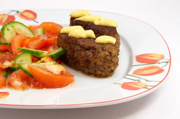 stock image Dinner plate with kebab and vegetables