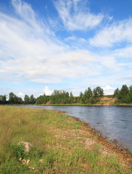 Onega ribera del río en día soleado cerca de Kargop — Foto de Stock