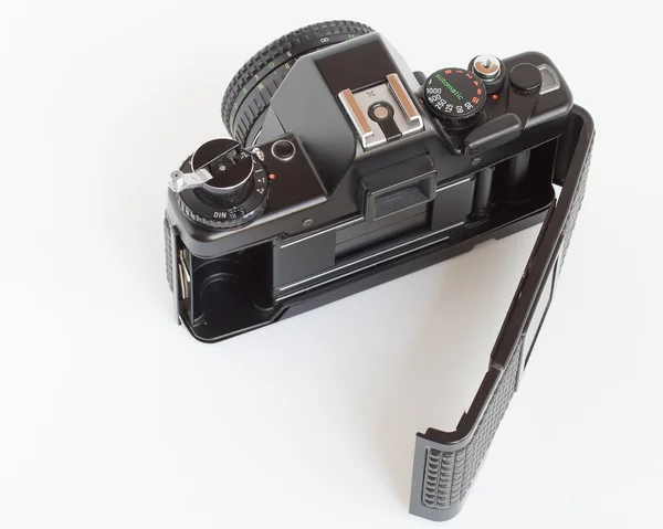 Appareil photo reflex vintage avec porte à film ouverte — Photo