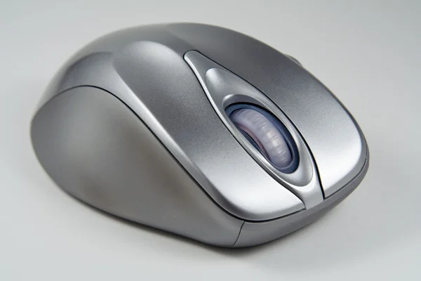 Afbeelding van draadloze optische muis op grijs — Stockfoto
