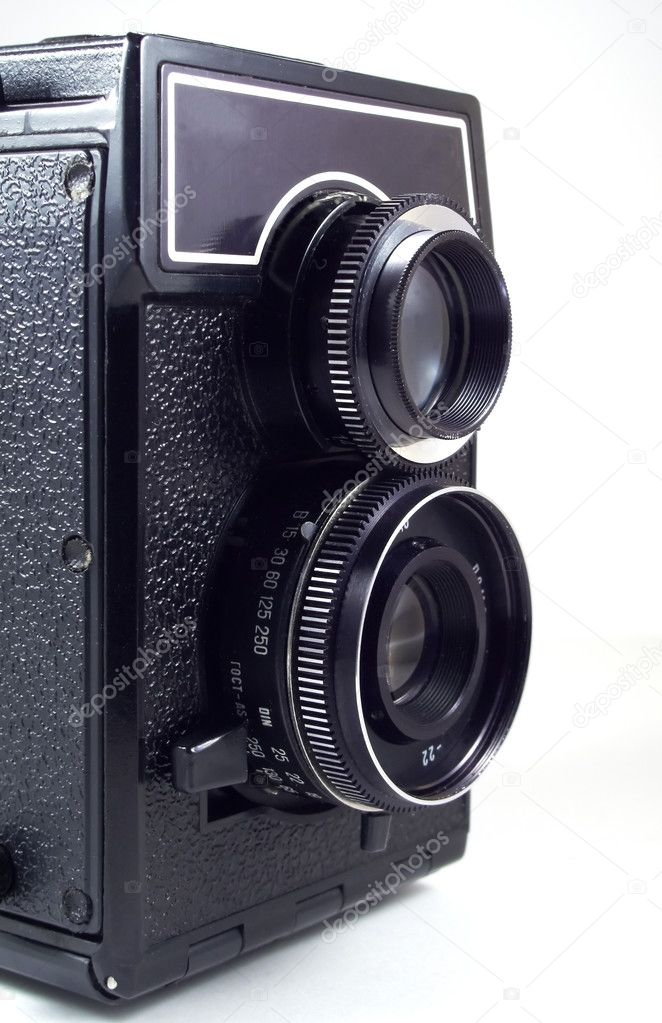 Closeup vintage middle format film camer