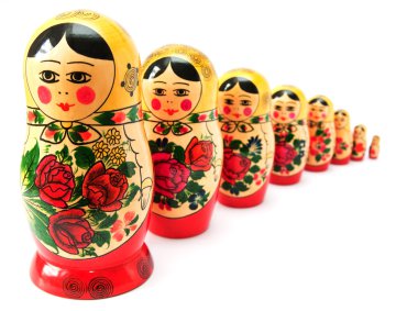 Russian dolls in line clipart