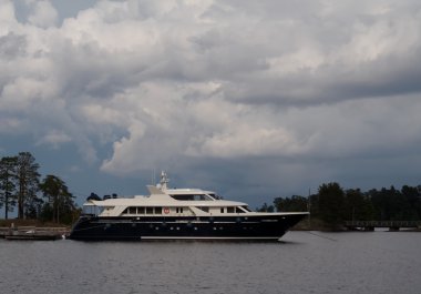 Luxury yacht in Ladoga lake