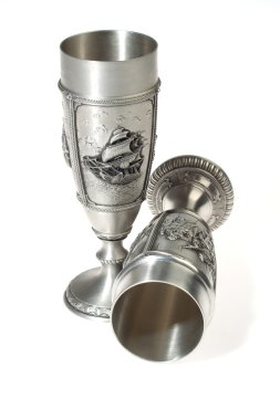 Two metal souvenir wine goblets clipart