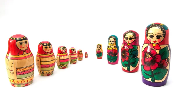Russian dolls on white — Stock Photo, Image