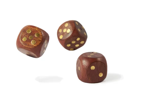 Wooden dice with shadows — Stock Photo, Image