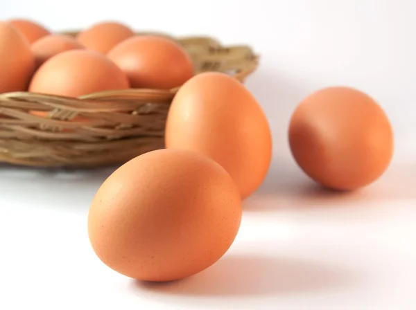 Basket with chicken eggs — Stock Photo, Image