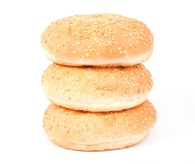 Three white bread roll with sesame clipart