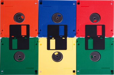 Floppy disks of different colors clipart