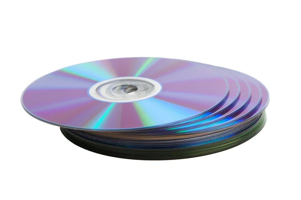 堆的白上孤立的 cd 磁盘 — 图库照片