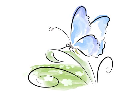 Butterfly in watercplor clipart