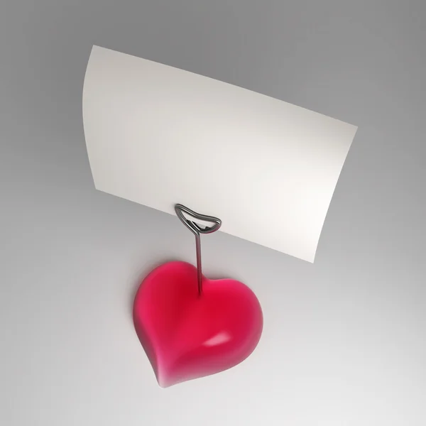 Poznámka: držák ve tvaru srdce — Stock fotografie