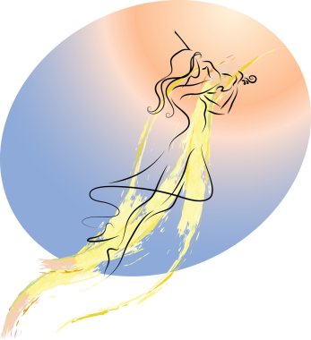 Woman plaing the violin clipart