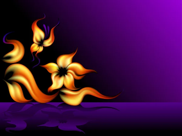 Fleurs et papillons ardents — Image vectorielle