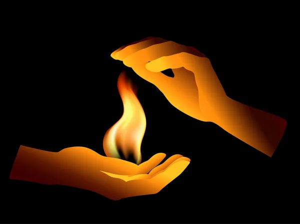 Brand i händer — Stock vektor