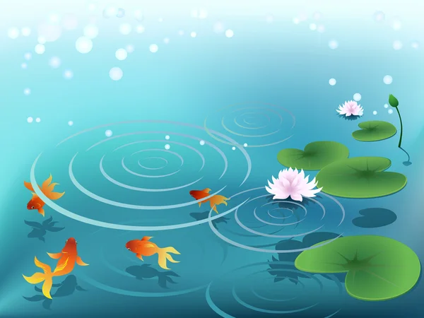 Pond with goldfish — Stock Vector