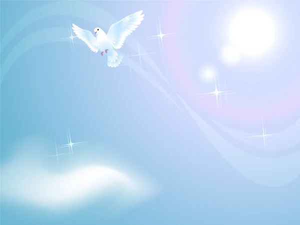 Pigeon dans le ciel ensoleillé — Image vectorielle