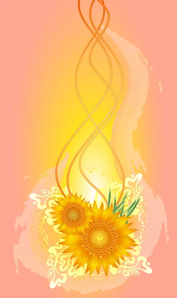 Abstracte achtergrond met zonnebloemen — Stockvector