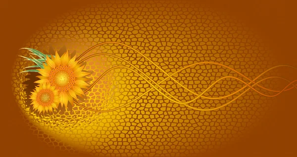 Abstracte achtergrond met zonnebloemen — Stockvector