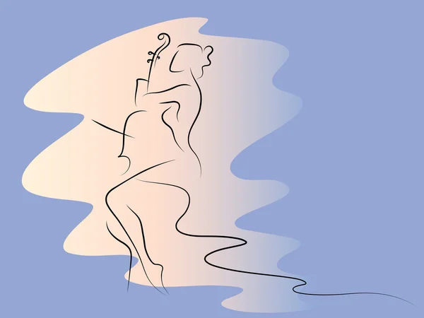 Femme plaçant la contrebasse — Image vectorielle